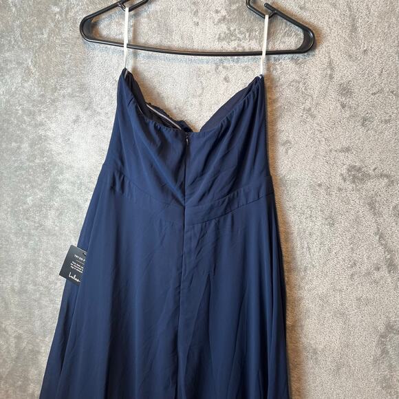 Lulus Navy Strapless Maxi Dress Sz M Bridesmaid Wedding Formal Evening Gown New - Picture 3 of 8